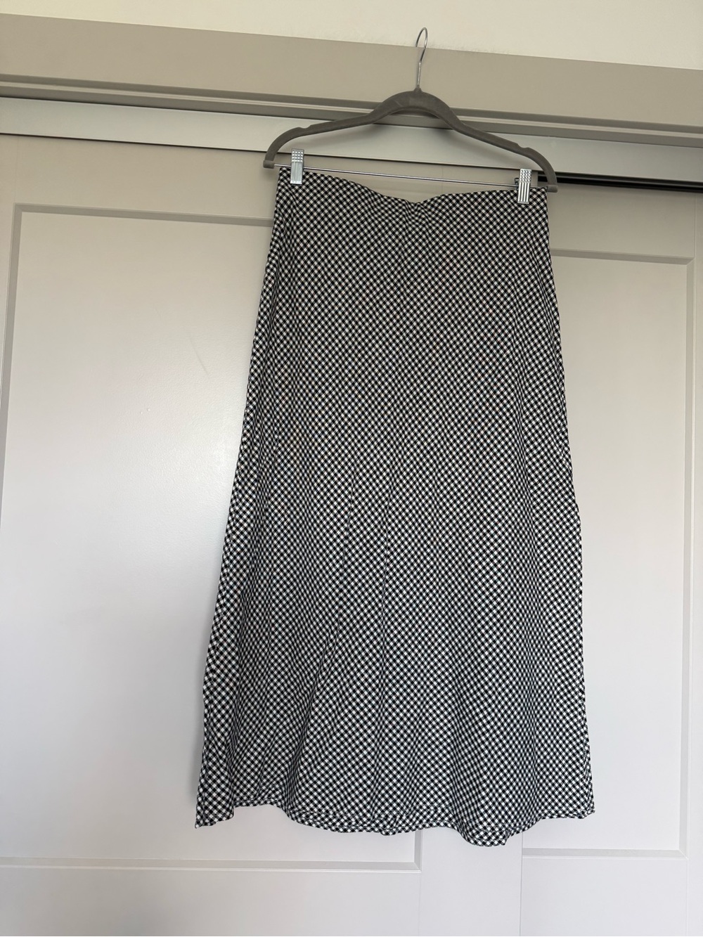 GAP Gingham Black and White Check Midi Skirt - Classic A-Line
